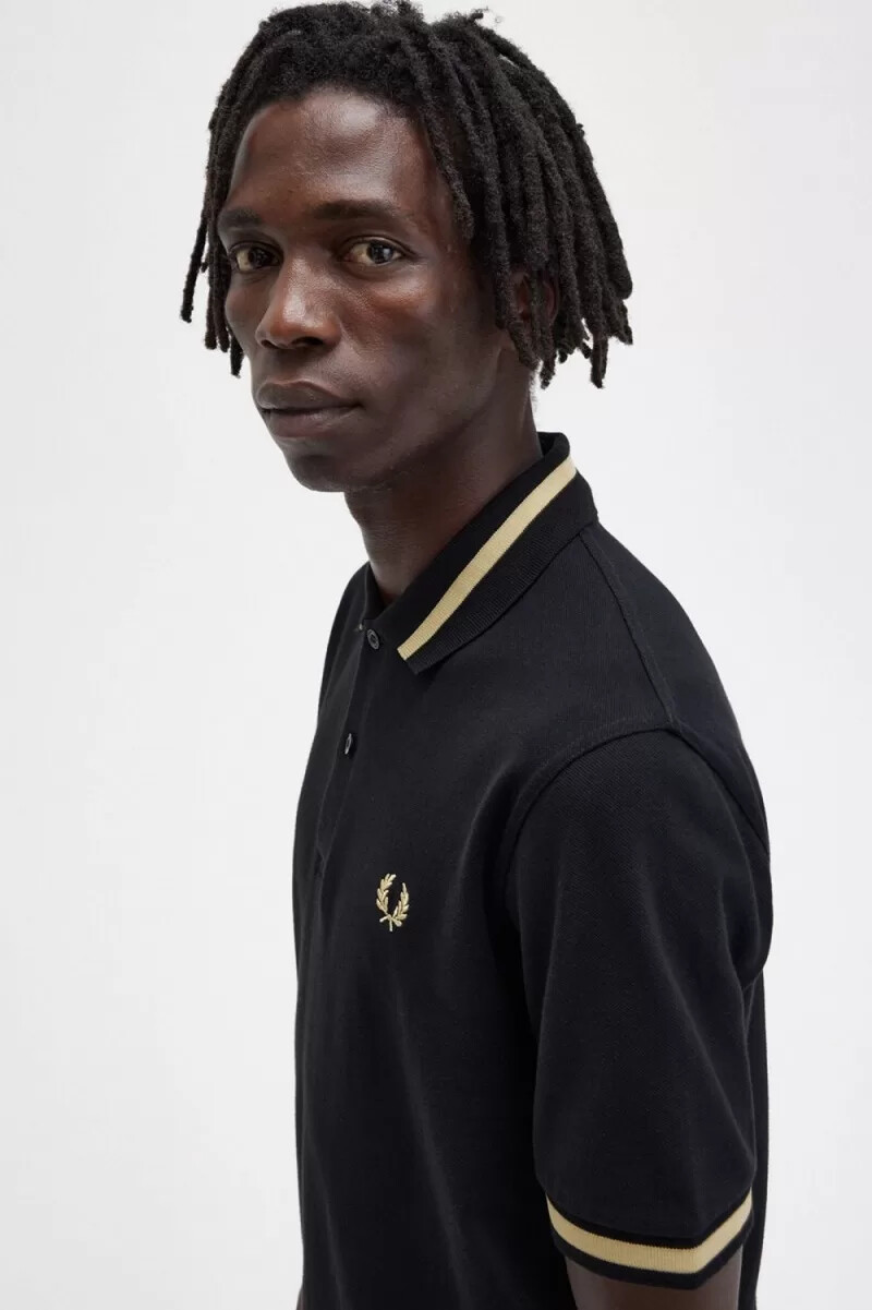 camisa fred perry m2 para hombre color negro champán