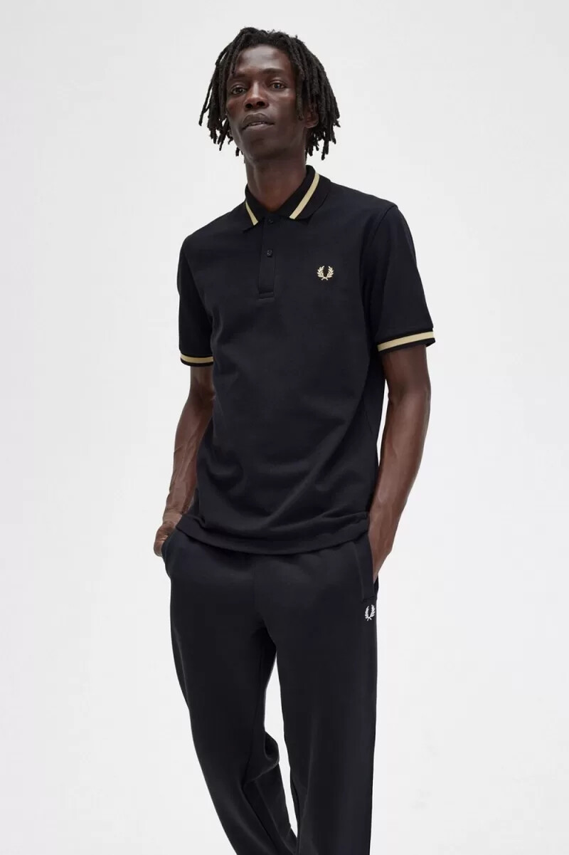 camisa fred perry m2 para hombre color negro champán