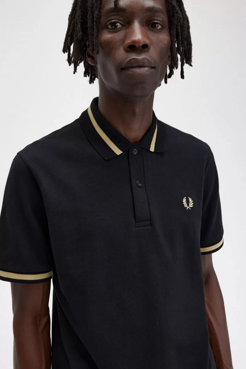 camisa fred perry m2 para hombre color negro champán