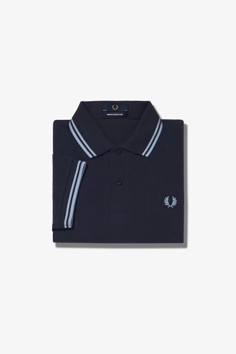 camisa fred perry m12 para hombre azul marino aguamarina