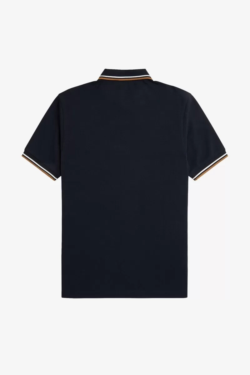 camisa fred perry m3600 para hombre azul marino blanco nieve y marrón