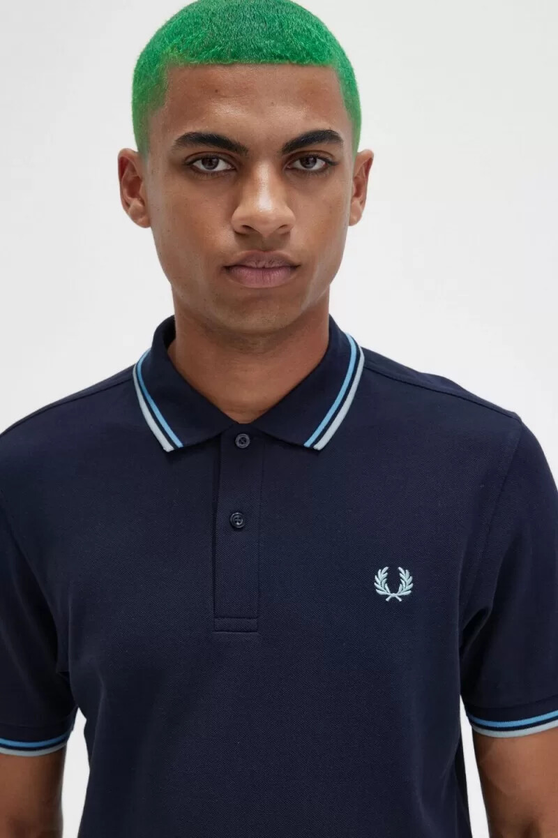 camisa fred perry m3600 para hombre azul marino azul suave azul plateado