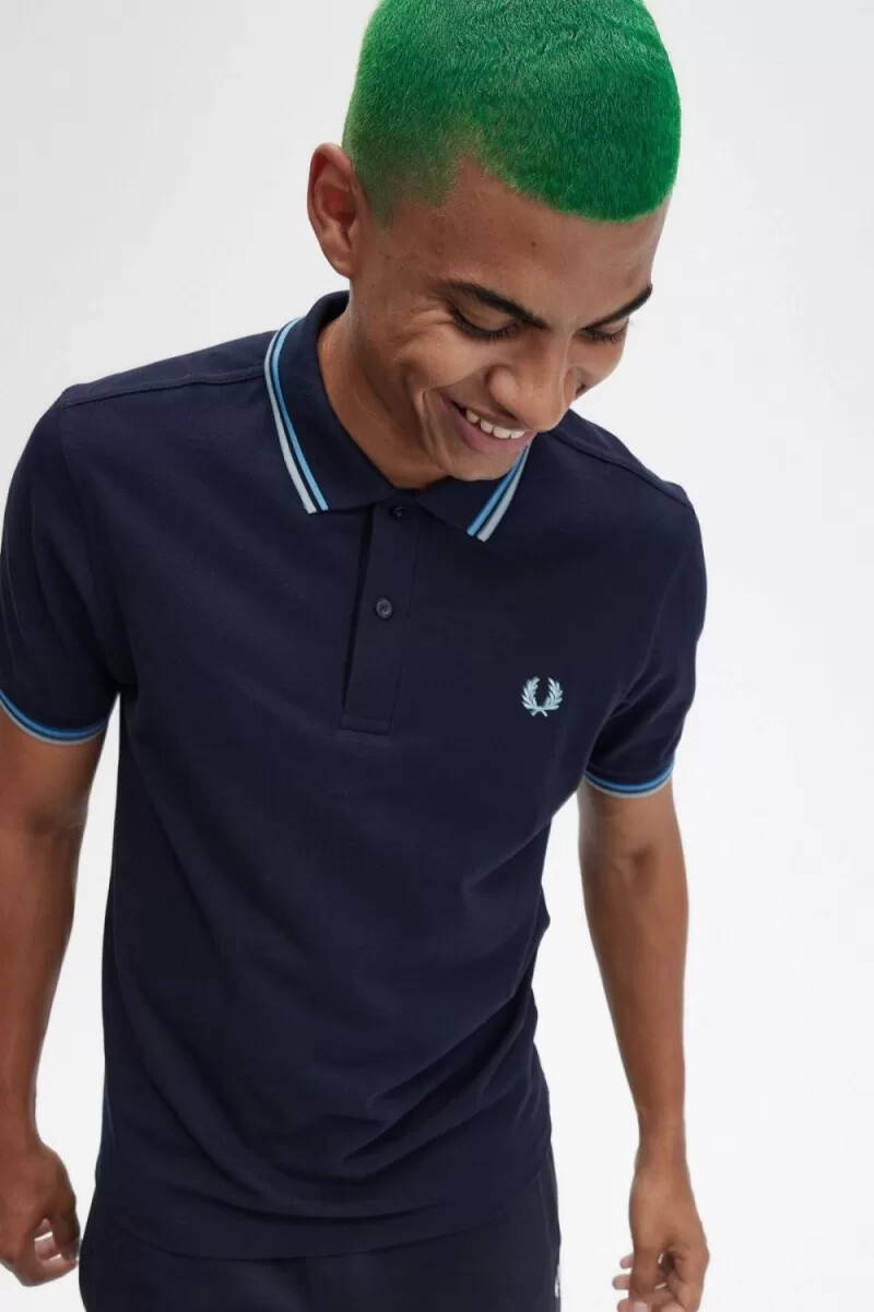 camisa fred perry m3600 para hombre azul marino azul suave azul plateado