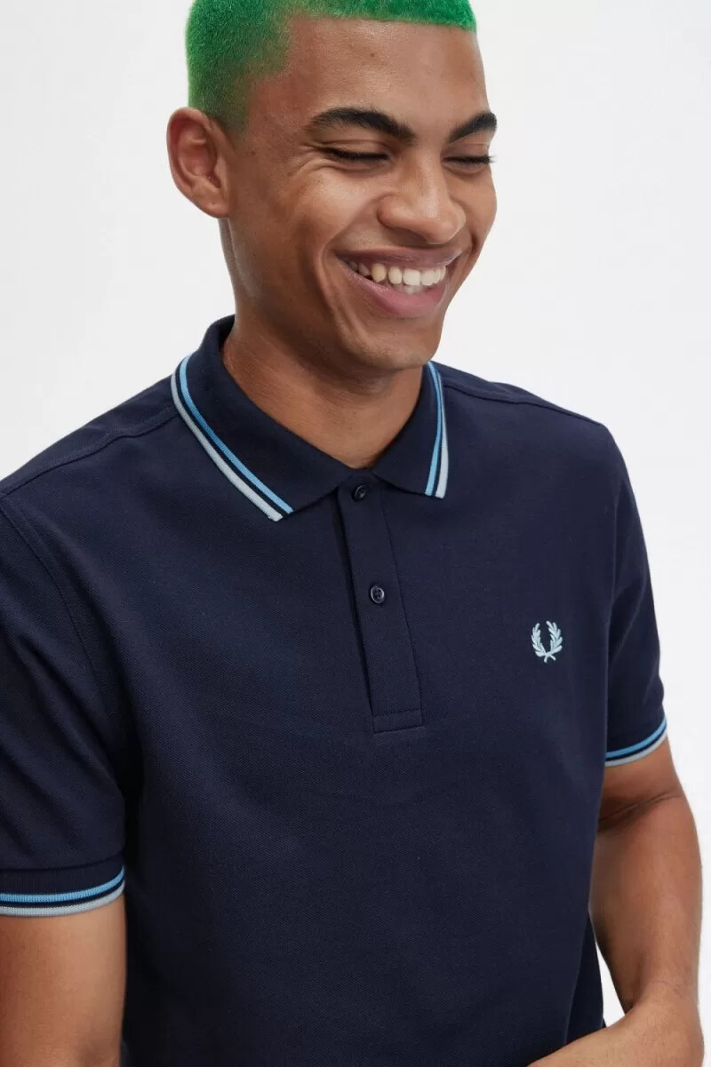 camisa fred perry m3600 para hombre azul marino azul suave azul plateado