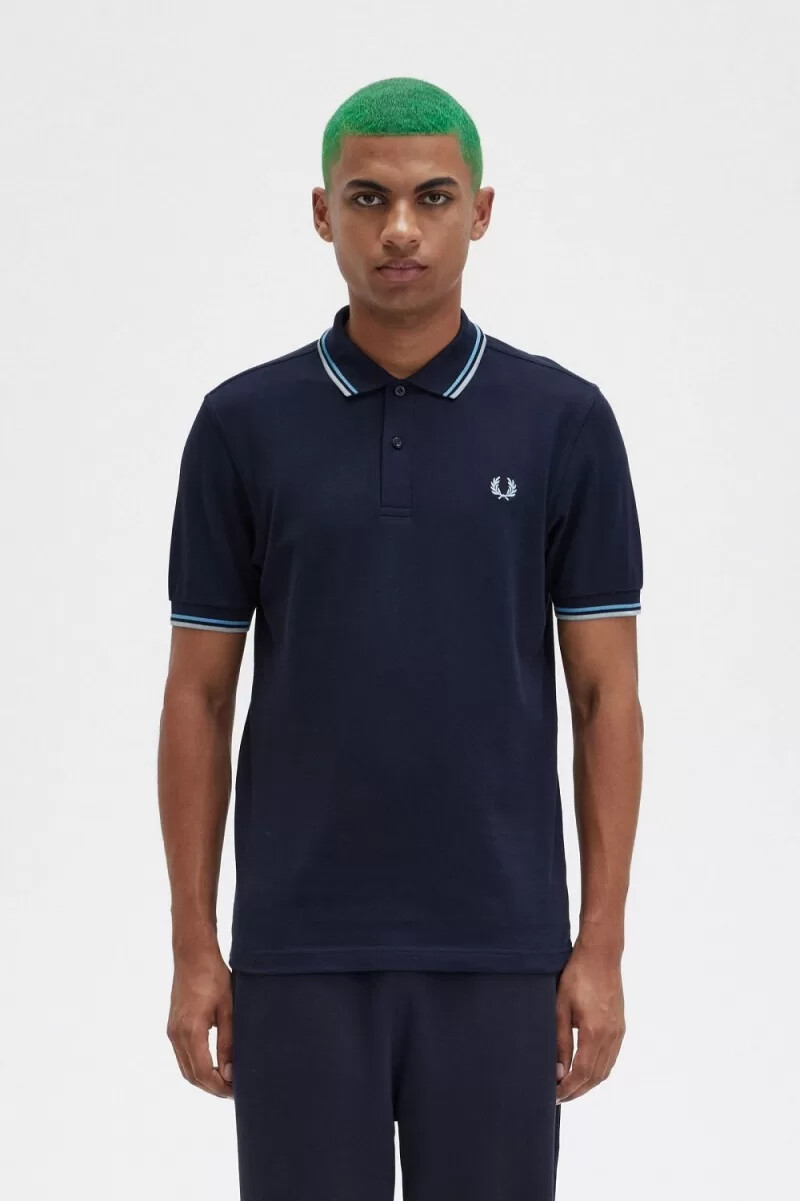 camisa fred perry m3600 para hombre azul marino azul suave azul plateado