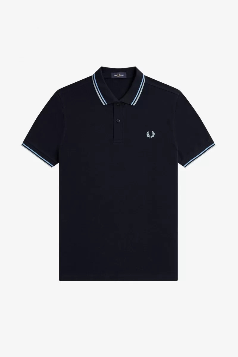 camisa fred perry m3600 para hombre azul marino azul suave azul plateado