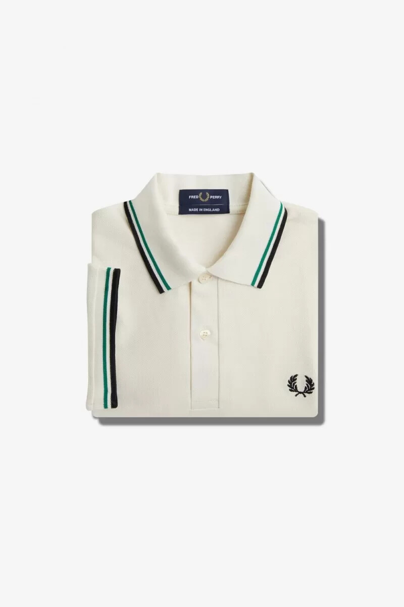 camisa fred perry m12 para hombre beige claro verde negro