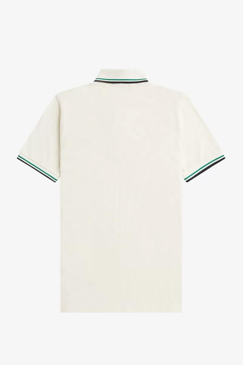 camisa fred perry m12 para hombre beige claro verde negro