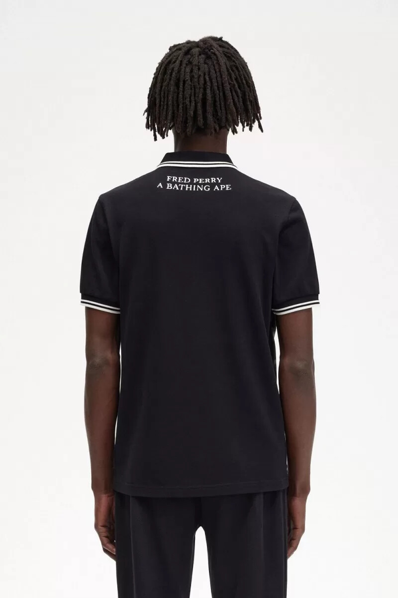 camisa de camuflaje negra para hombre de fred perry