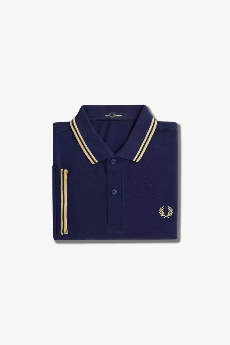 camisa fred perry m3600 para hombre color azul marino francés crema aguamarina crema aguamarina