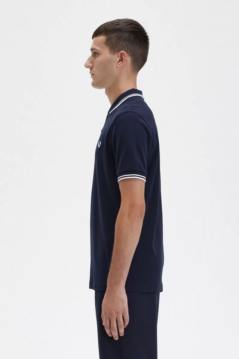 camisa fred perry m3600 para hombre azul marino y blanco