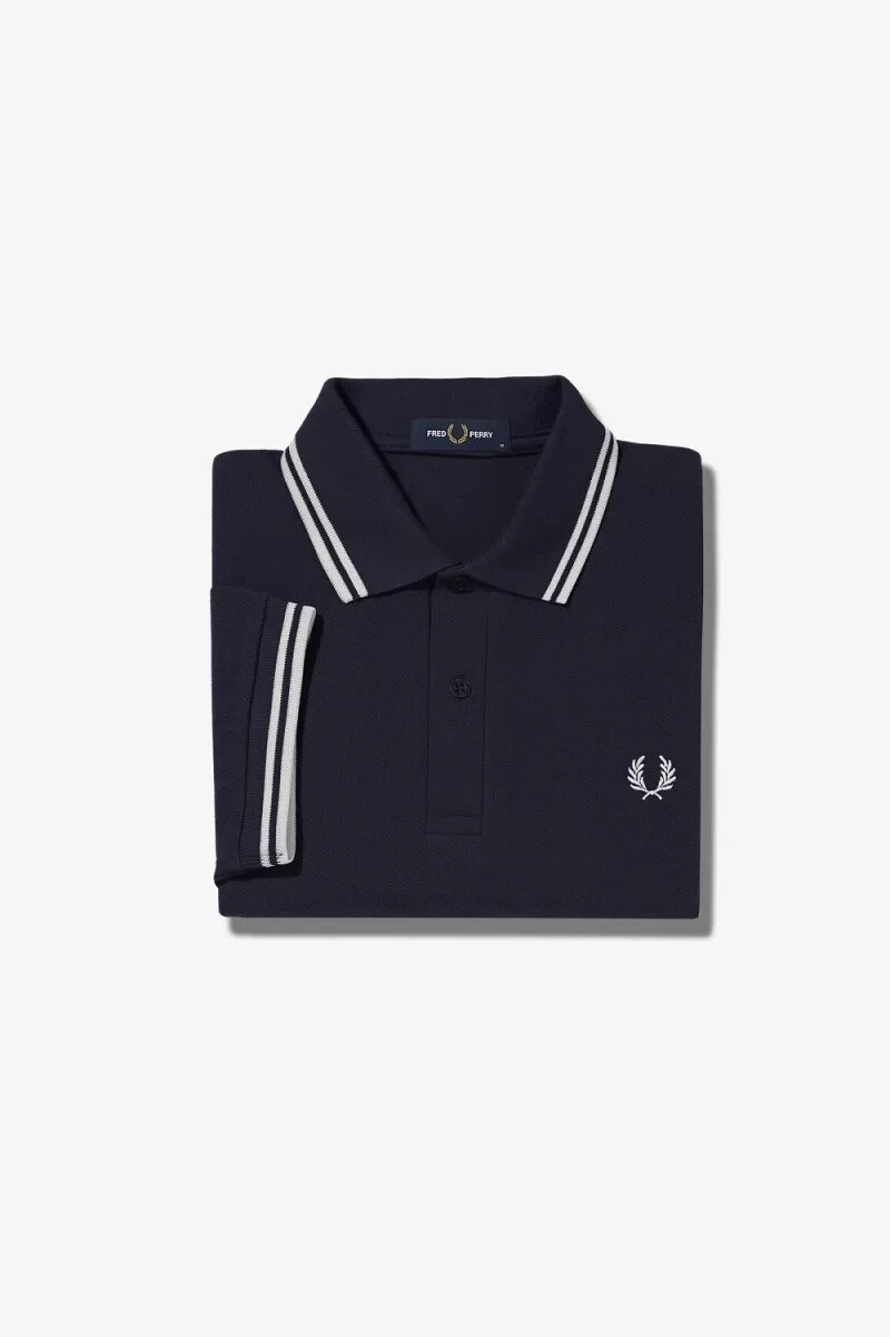 camisa fred perry m3600 para hombre azul marino y blanco