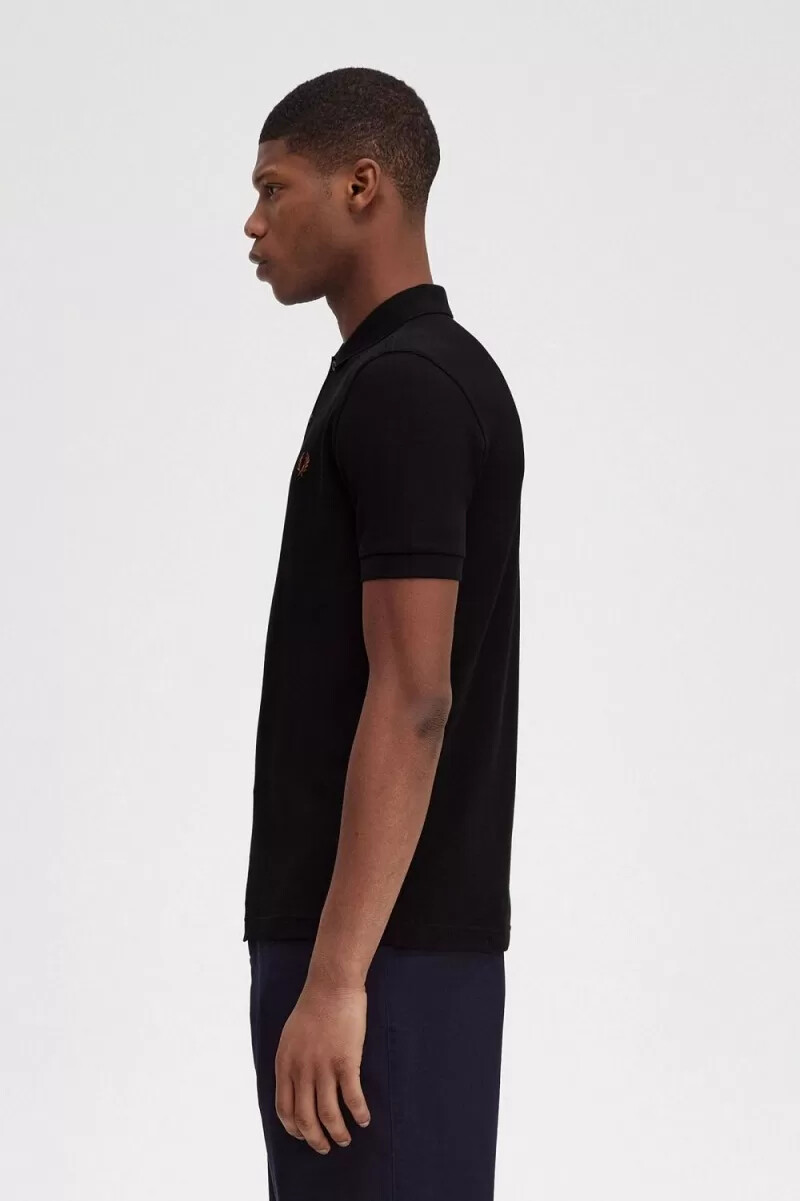 camisa fred perry m6000 para hombre color negro y marrón whisky