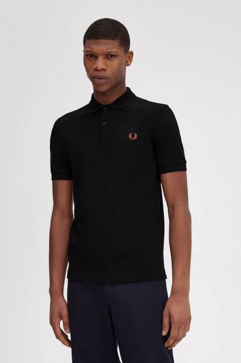 camisa fred perry m6000 para hombre color negro y marrón whisky