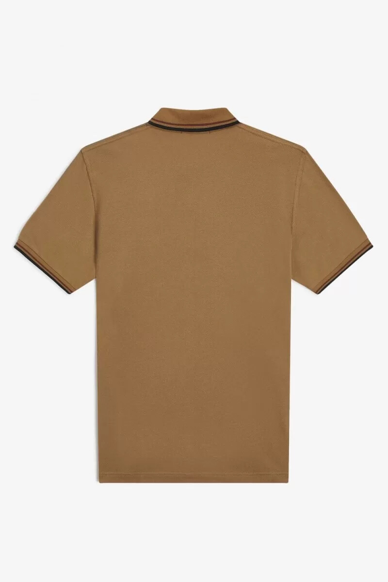 camisa fred perry m12 para hombre color café oscuro whisky marrón y negro