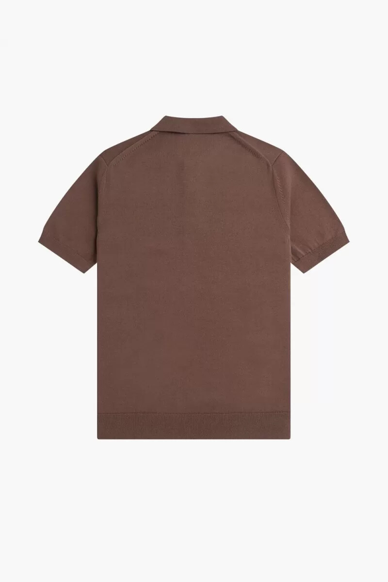 camisa clásica de punto fred perry para hombre en rojo oscuro