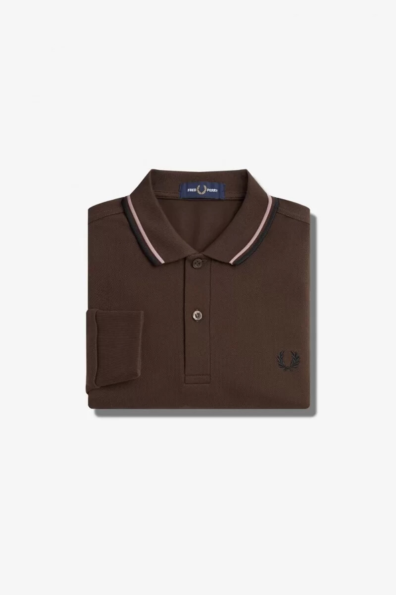 camisa fred perry m3636 para hombre color tabaco quemado rosa oscuro y negro