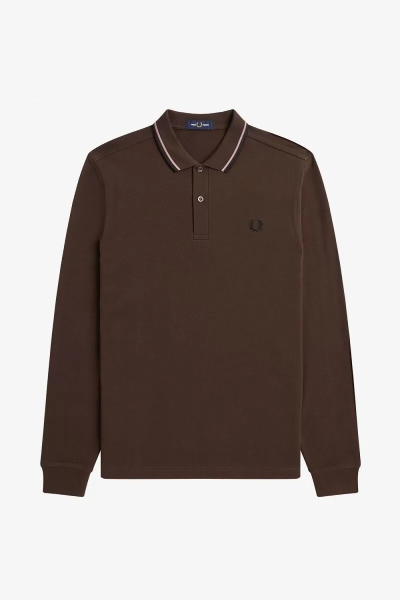 camisa fred perry m3636 para hombre color tabaco quemado rosa oscuro y negro