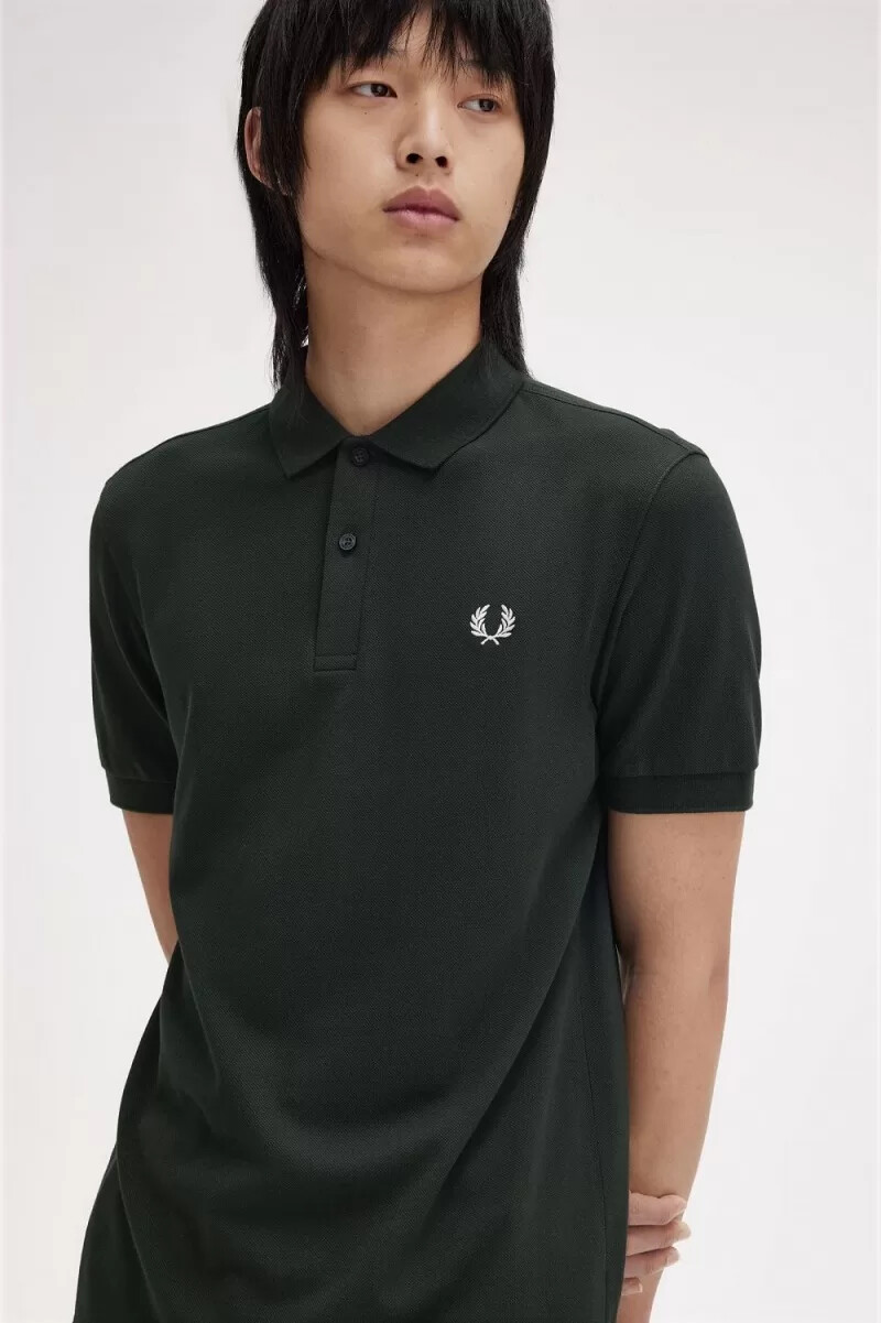 camisa fred perry m6000 para hombre verde noche blanco nieve
