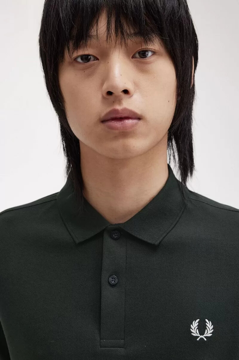 camisa fred perry m6000 para hombre verde noche blanco nieve