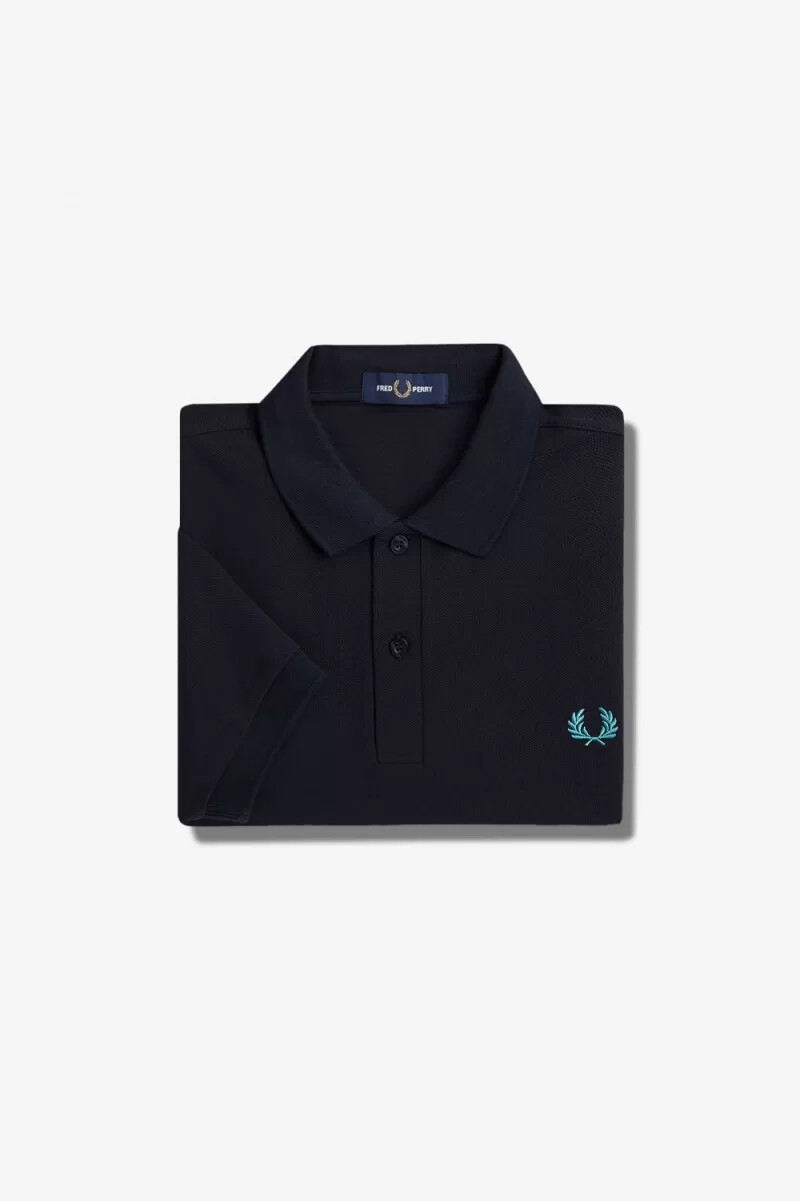 camisa fred perry m6000 para hombre color azul marino y menta intenso