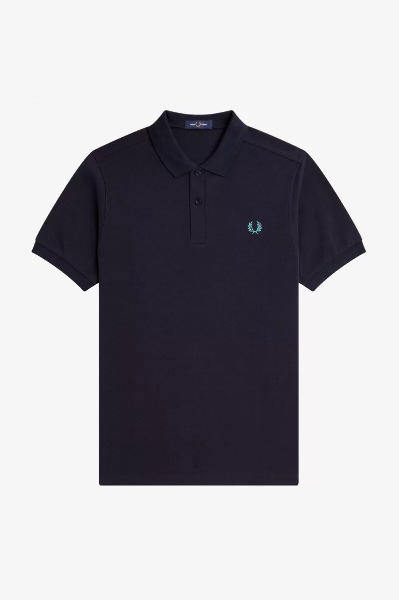 camisa fred perry m6000 para hombre color azul marino y menta intenso