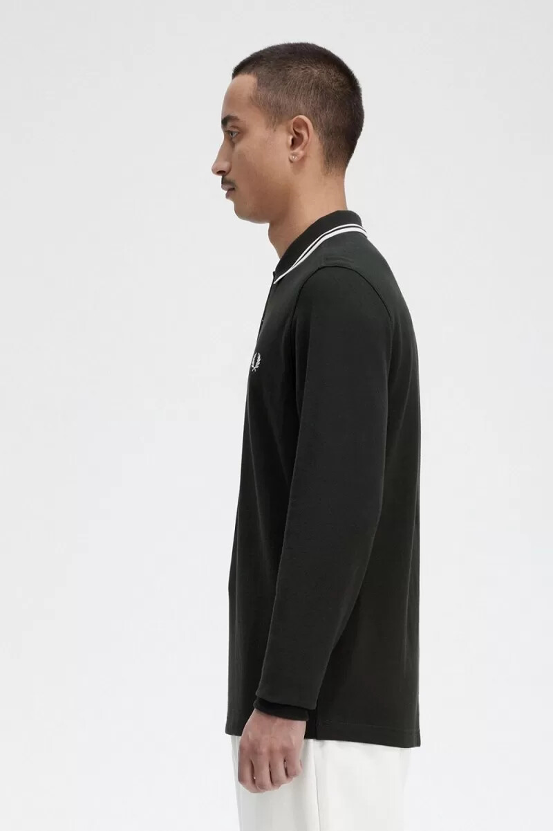 camisa fred perry m3636 para hombre verde noche blanco nieve