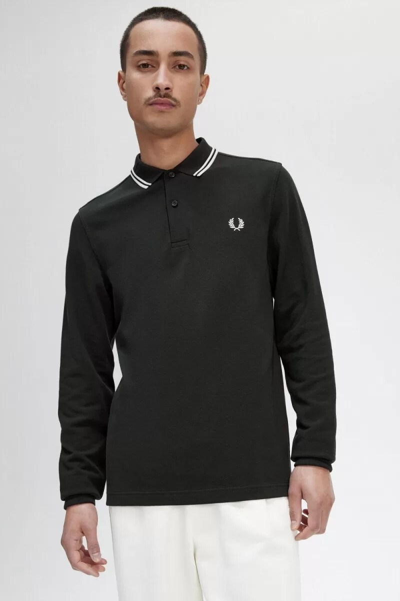 camisa fred perry m3636 para hombre verde noche blanco nieve