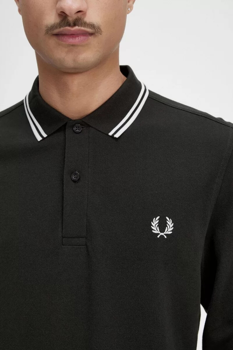 camisa fred perry m3636 para hombre verde noche blanco nieve