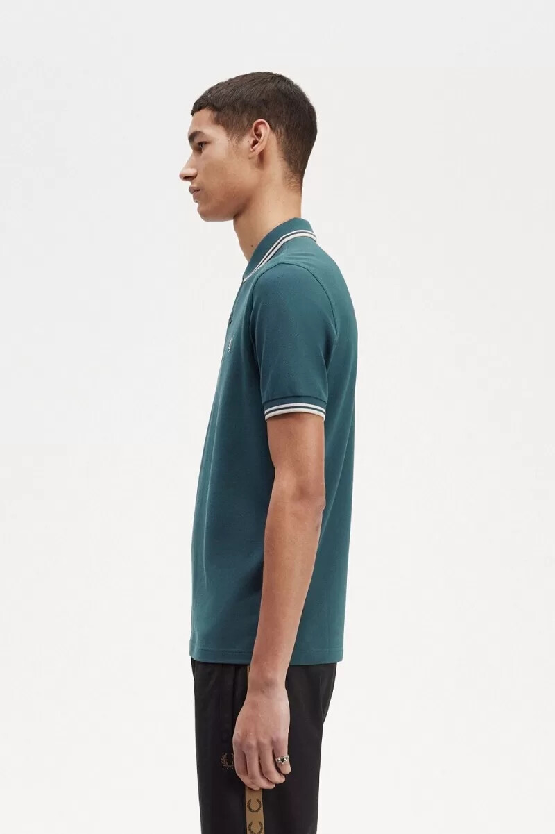 camisa fred perry m3600 para hombre azul petróleo menta claro