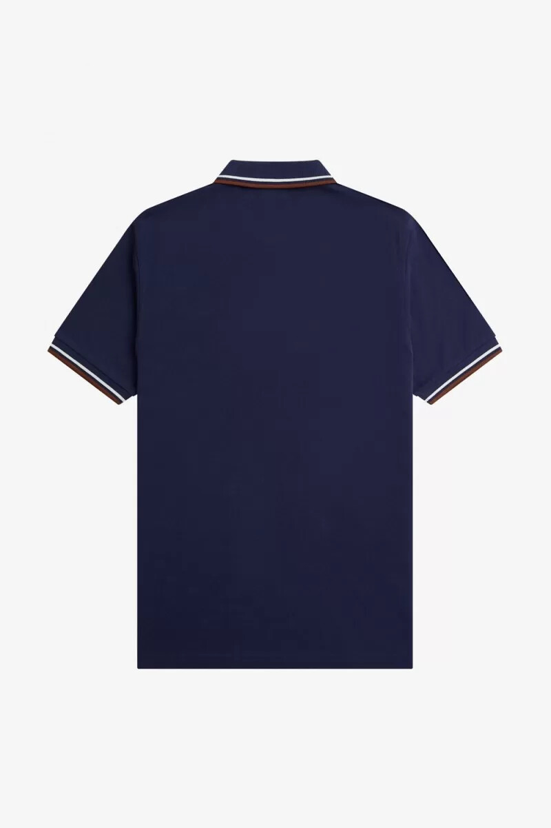 camisa fred perry m3600 para hombre color azul marino beige y marrón whisky