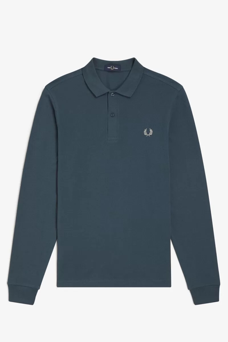 camisa fred perry m6006 para hombre azul petróleo