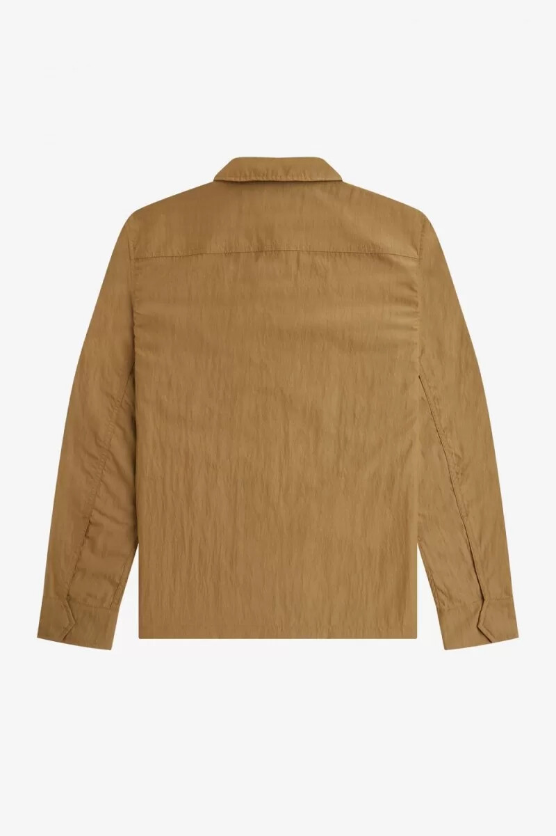 camisa ligera con cremallera fred perry para hombre color marrón
