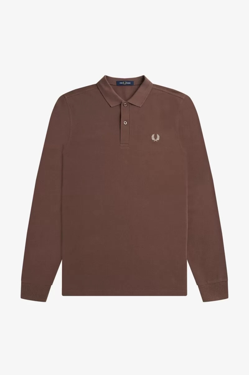 camisa fred perry m6006 para hombre color rojo oscuro y gris cálido