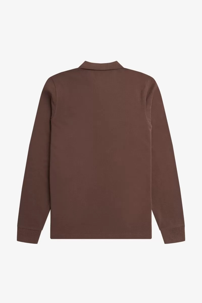 camisa fred perry m6006 para hombre color rojo oscuro y gris cálido