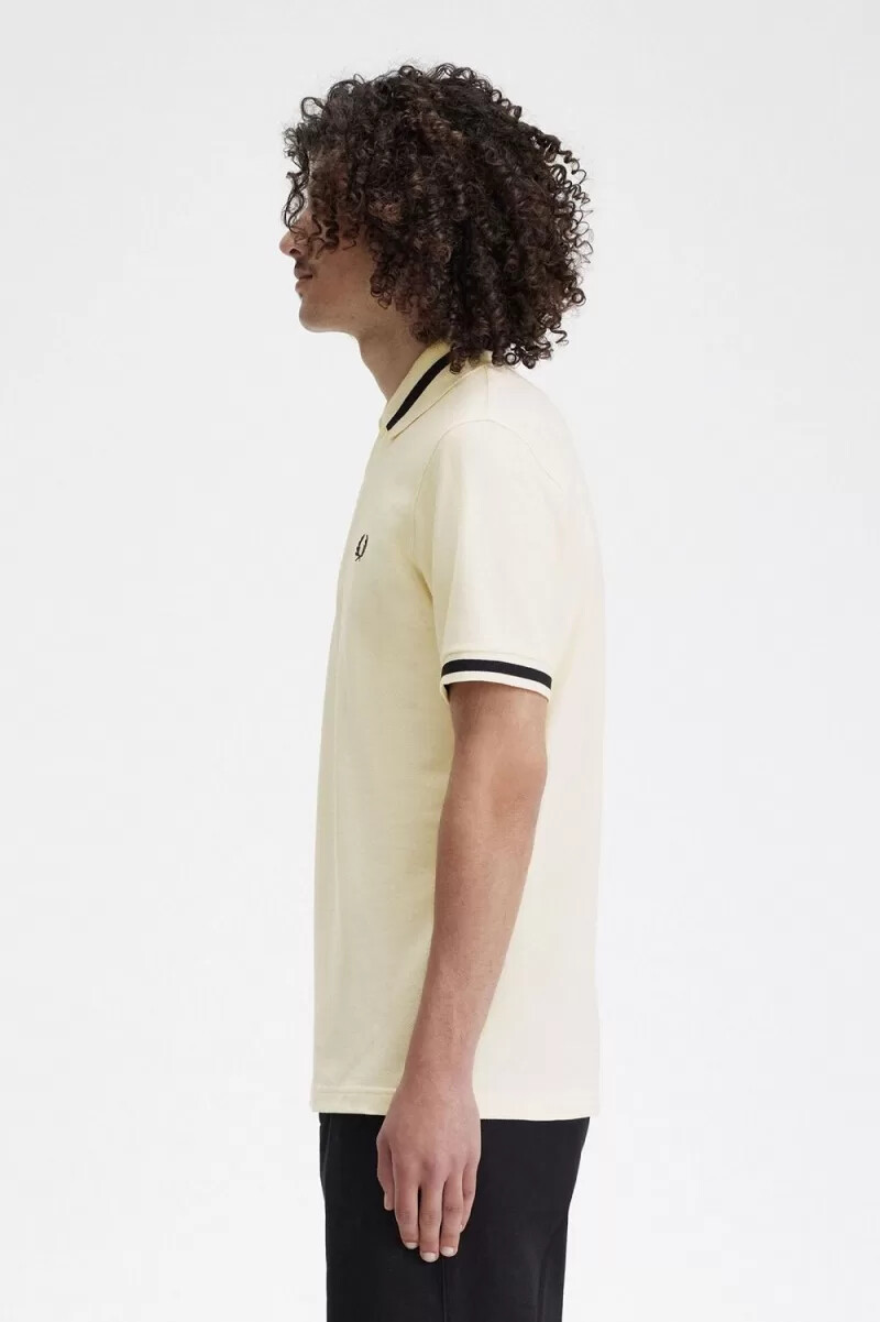 camisa fred perry m2 para hombre beige y negra