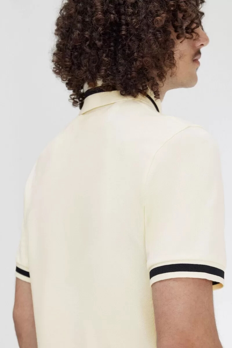 camisa fred perry m2 para hombre beige y negra