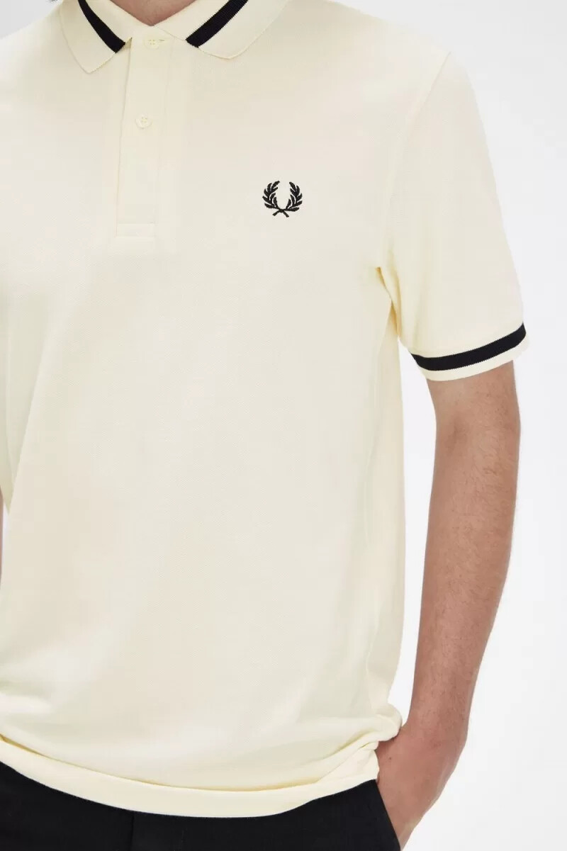 camisa fred perry m2 para hombre beige y negra