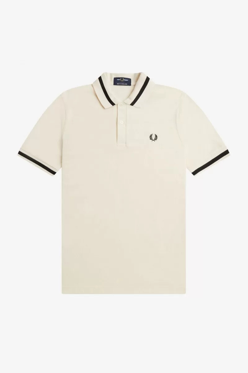 camisa fred perry m2 para hombre beige y negra