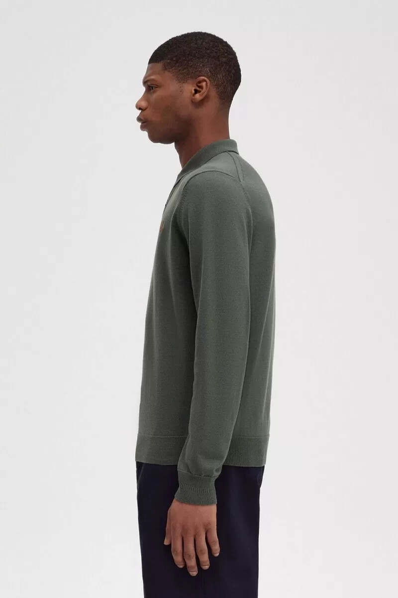 camisa clásica de punto fred perry para hombre color verde campo