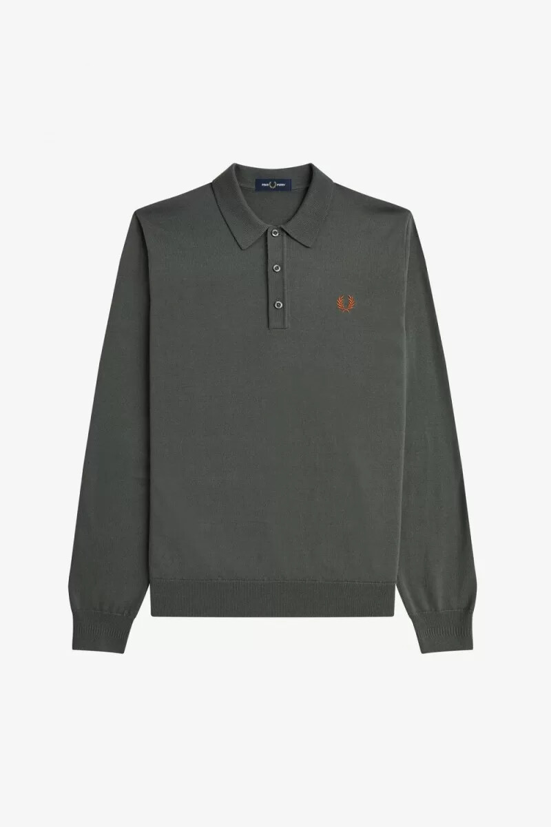 camisa clásica de punto fred perry para hombre color verde campo