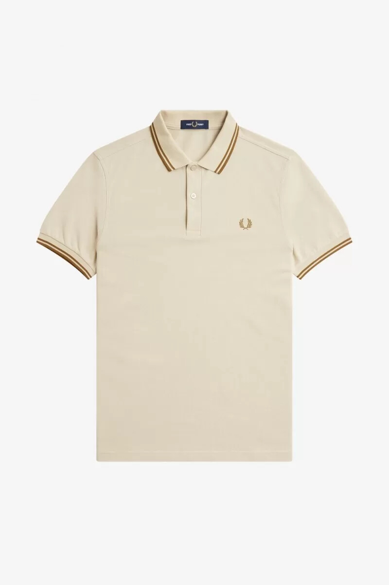 camisa fred perry m3600 para hombre color avena café oscuro café oscuro