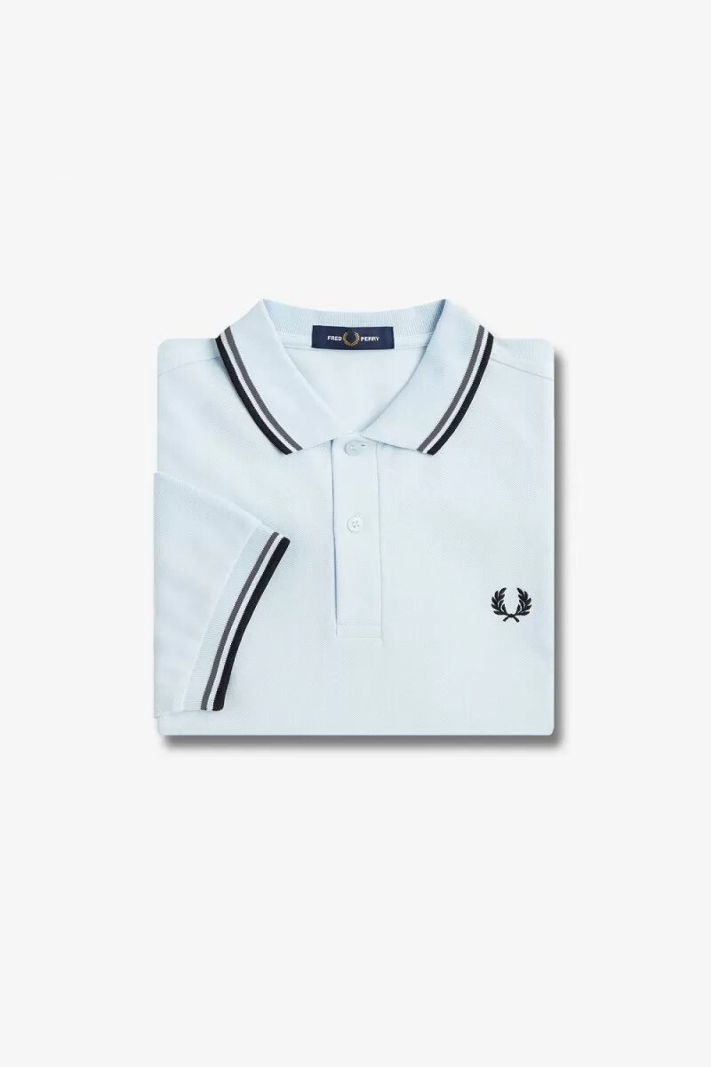 camisa fred perry m3600 para hombre color verde aguamarina claro y negro