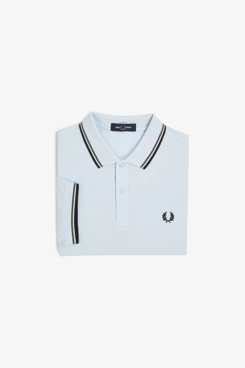 camisa fred perry m3600 para hombre color verde aguamarina claro y negro