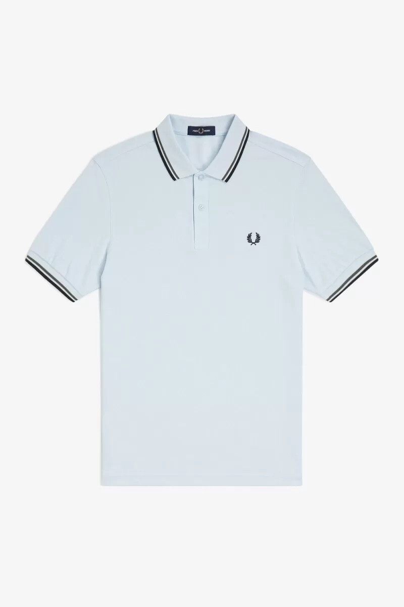 camisa fred perry m3600 para hombre color verde aguamarina claro y negro