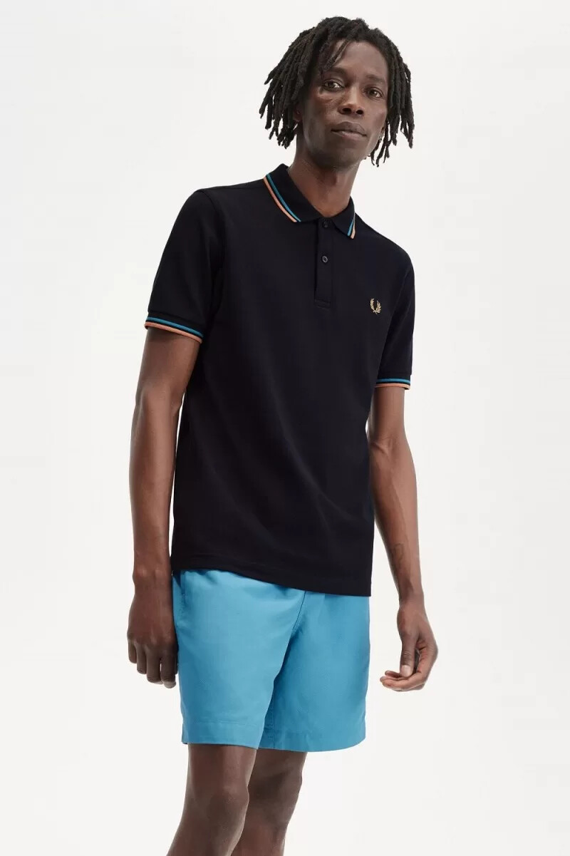 camisa fred perry m3600 para hombre azul marino azul cibernético óxido claro