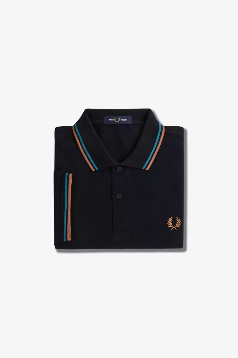 camisa fred perry m3600 para hombre azul marino azul cibernético óxido claro