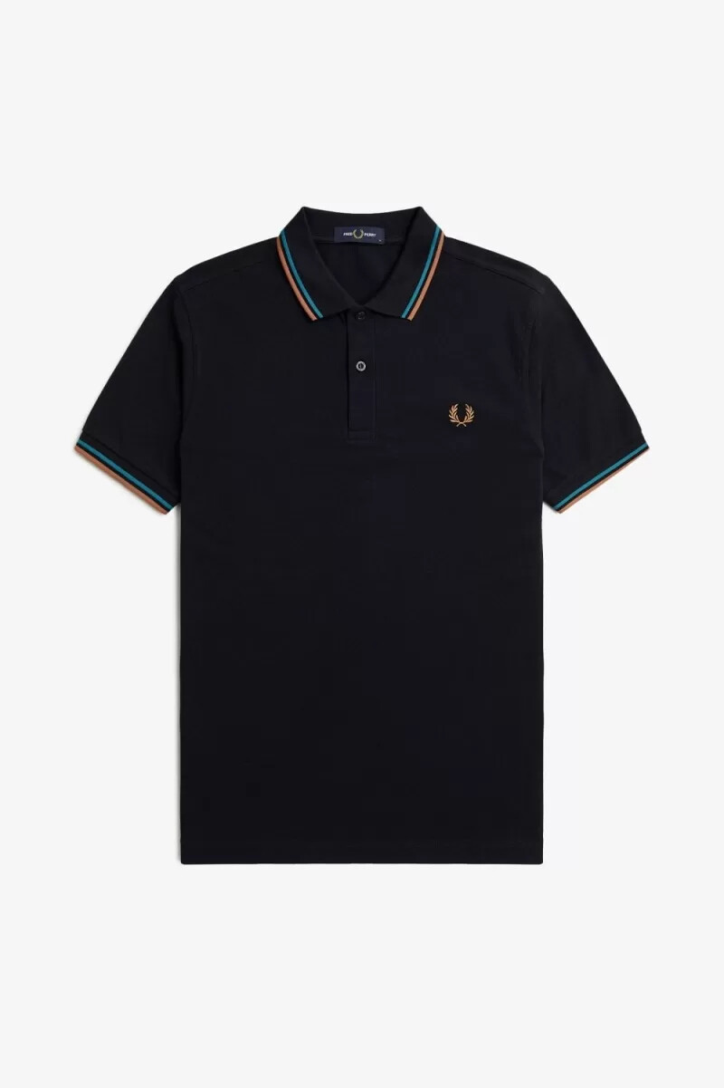 camisa fred perry m3600 para hombre azul marino azul cibernético óxido claro