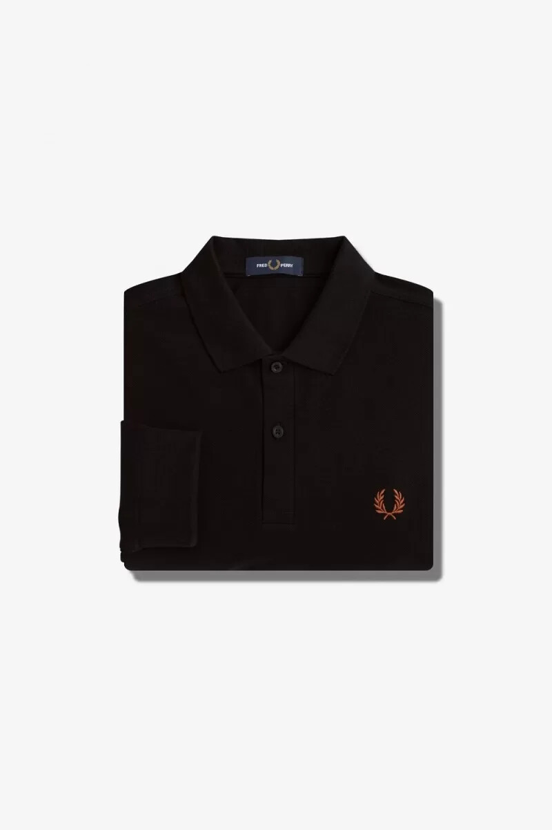 camisa fred perry m6006 para hombre color negro y marrón whisky