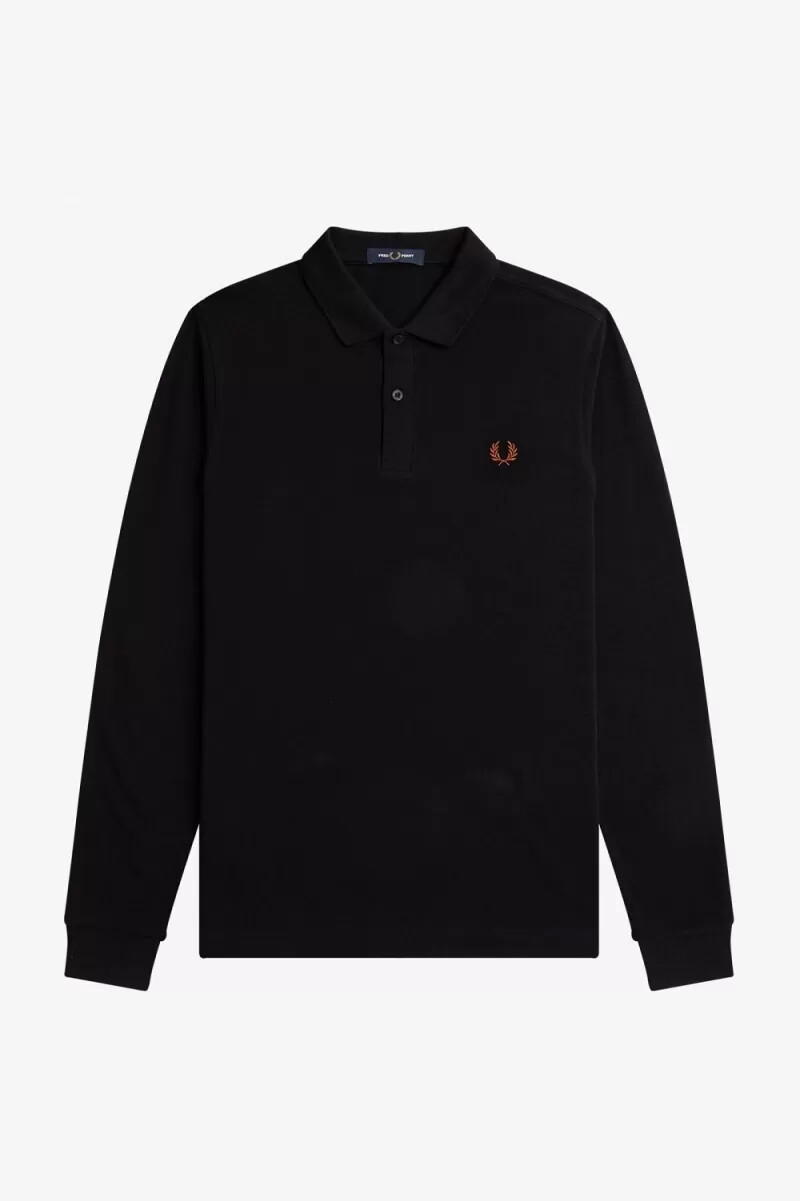 camisa fred perry m6006 para hombre color negro y marrón whisky